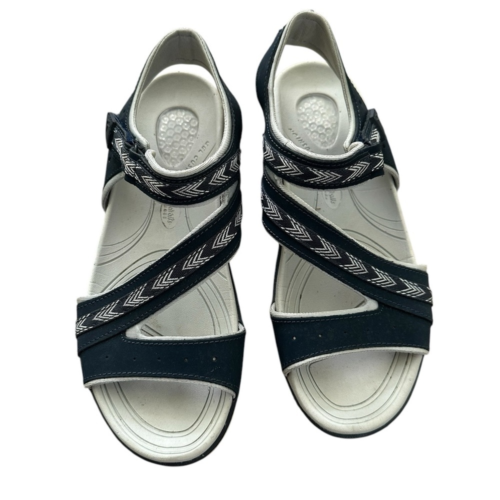 Dr. Scholl’s Gel Cushion Stylish Black Sandals for Women Blue & White Size 8M